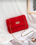 RED FUR PURSE 😍